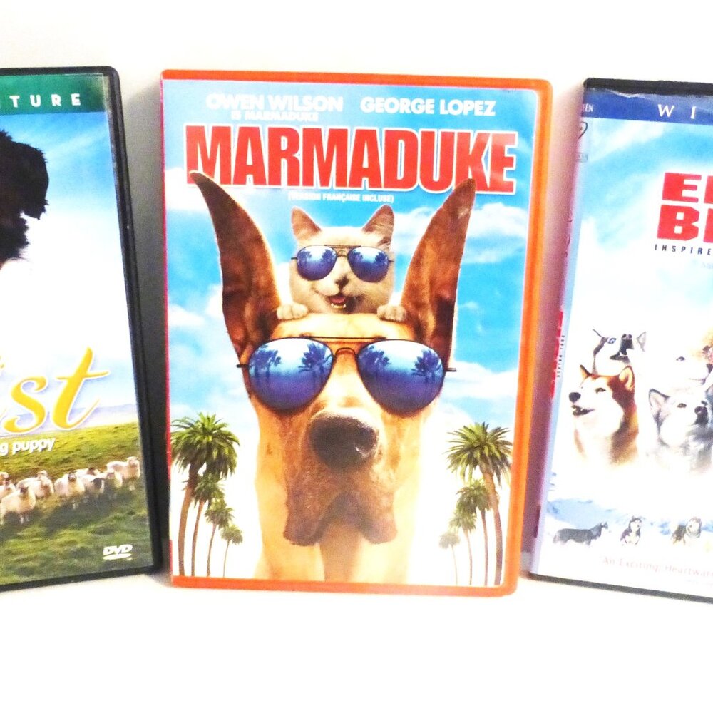 3x DOG DVD Movies MARMADUKE Owen Wilson EIGHT BELOW Paul Walker MIST Sheepdog